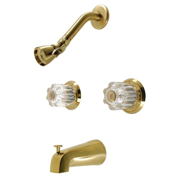 Kingston Brass Two-Handle Tub and Shower Faucet, Brushed Brass KB147